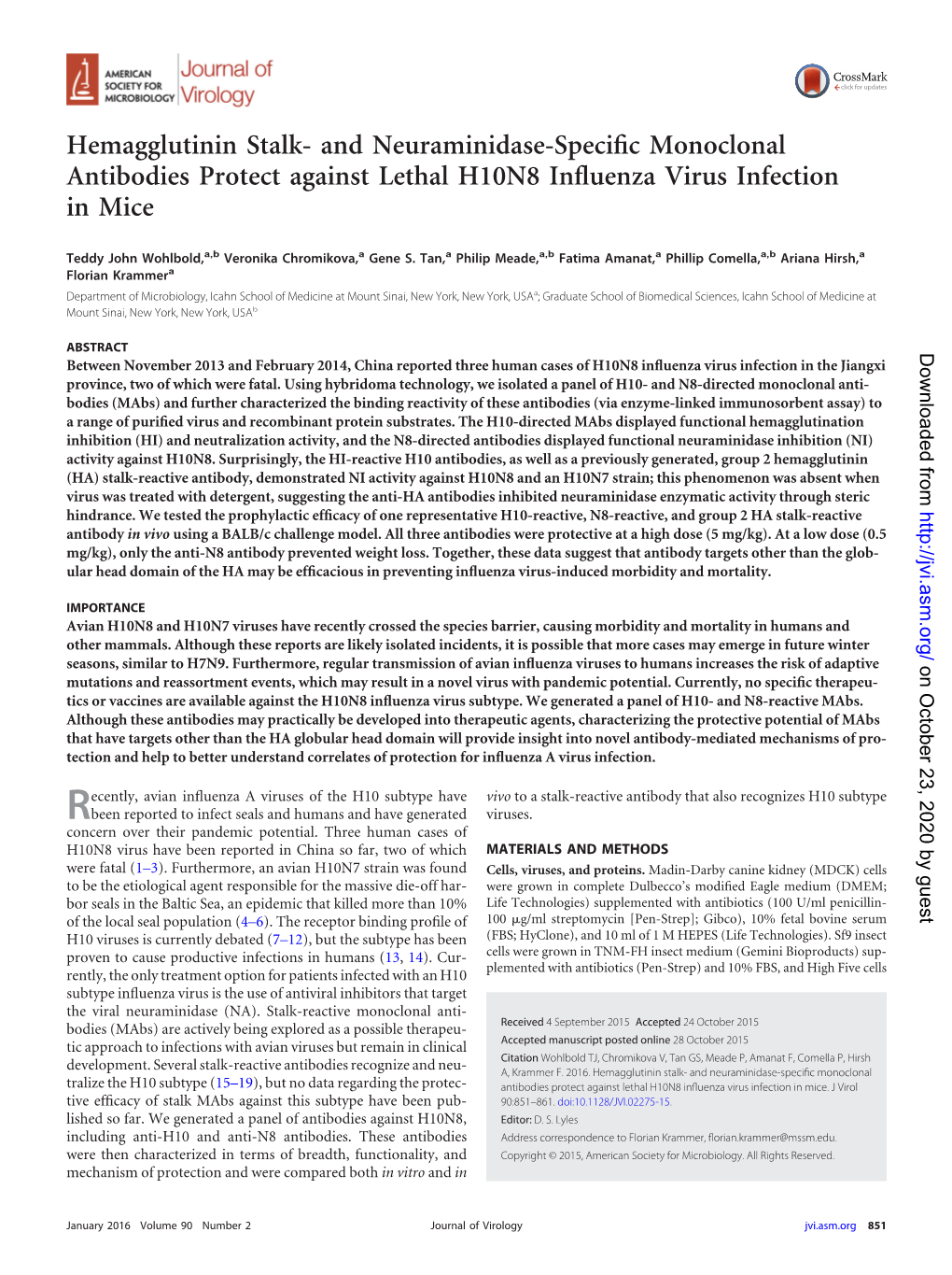 Hemagglutinin Stalk- and Neuraminidase-Specific