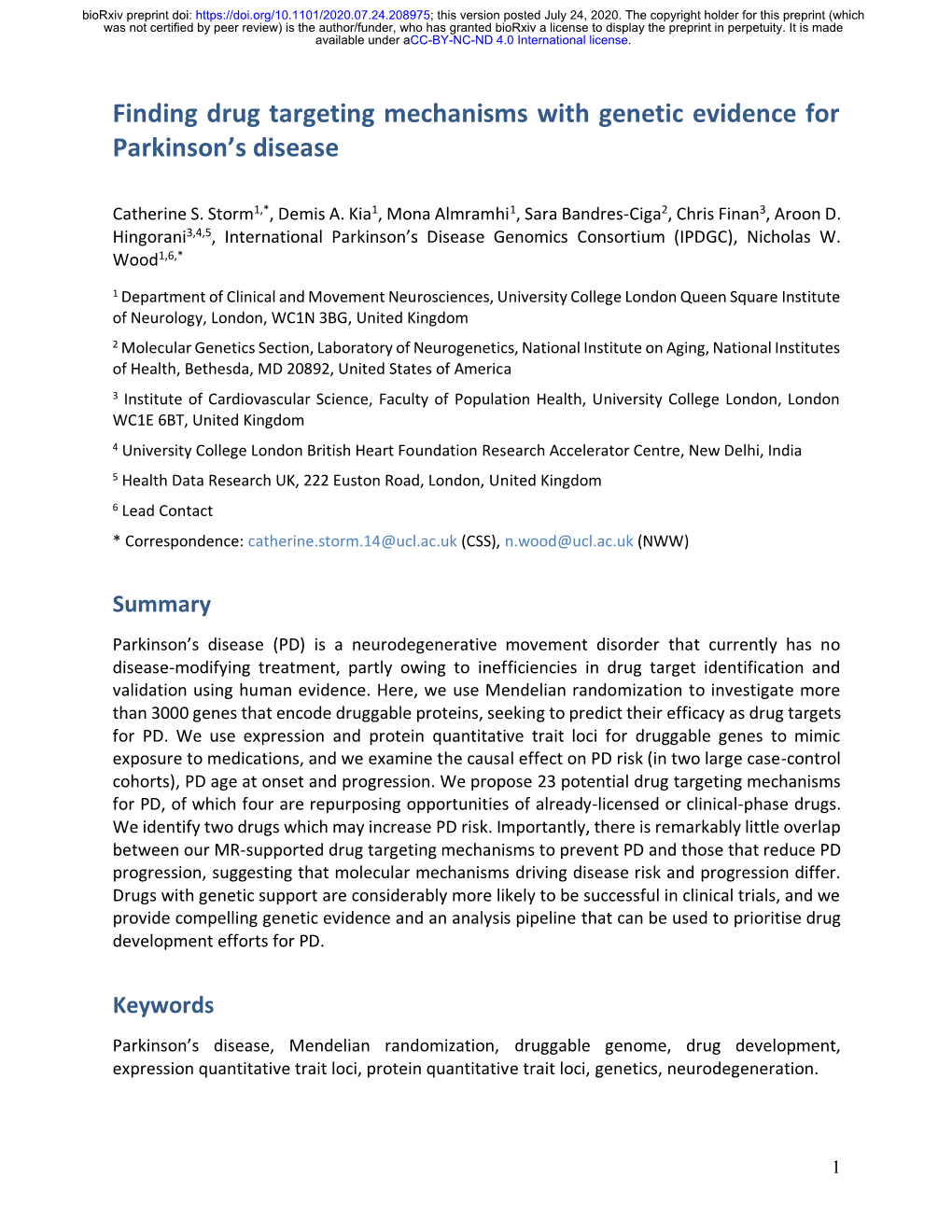 Finding Drug Targeting Mechanisms with Genetic Evidence for Parkinson’S Disease