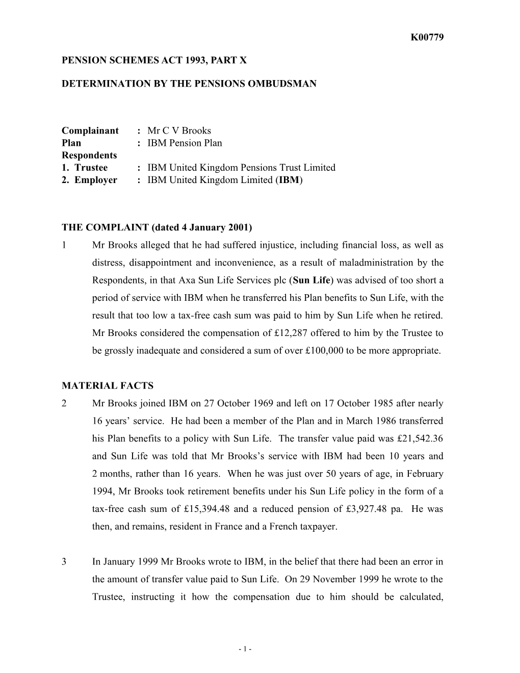 Pension Schemes Act 1993, Part X s46