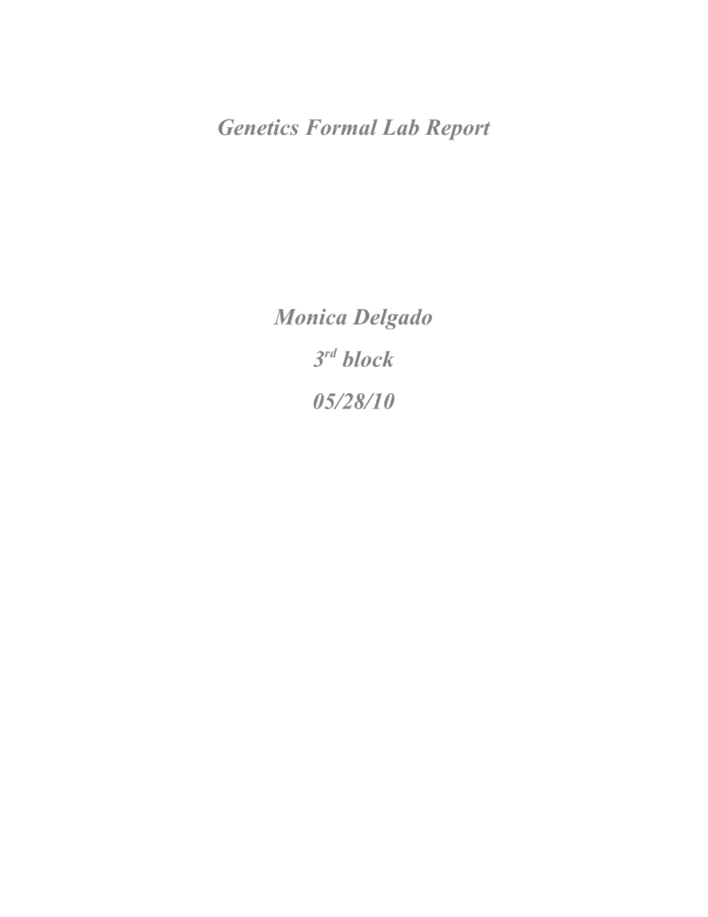 Genetics Formal Lab Report