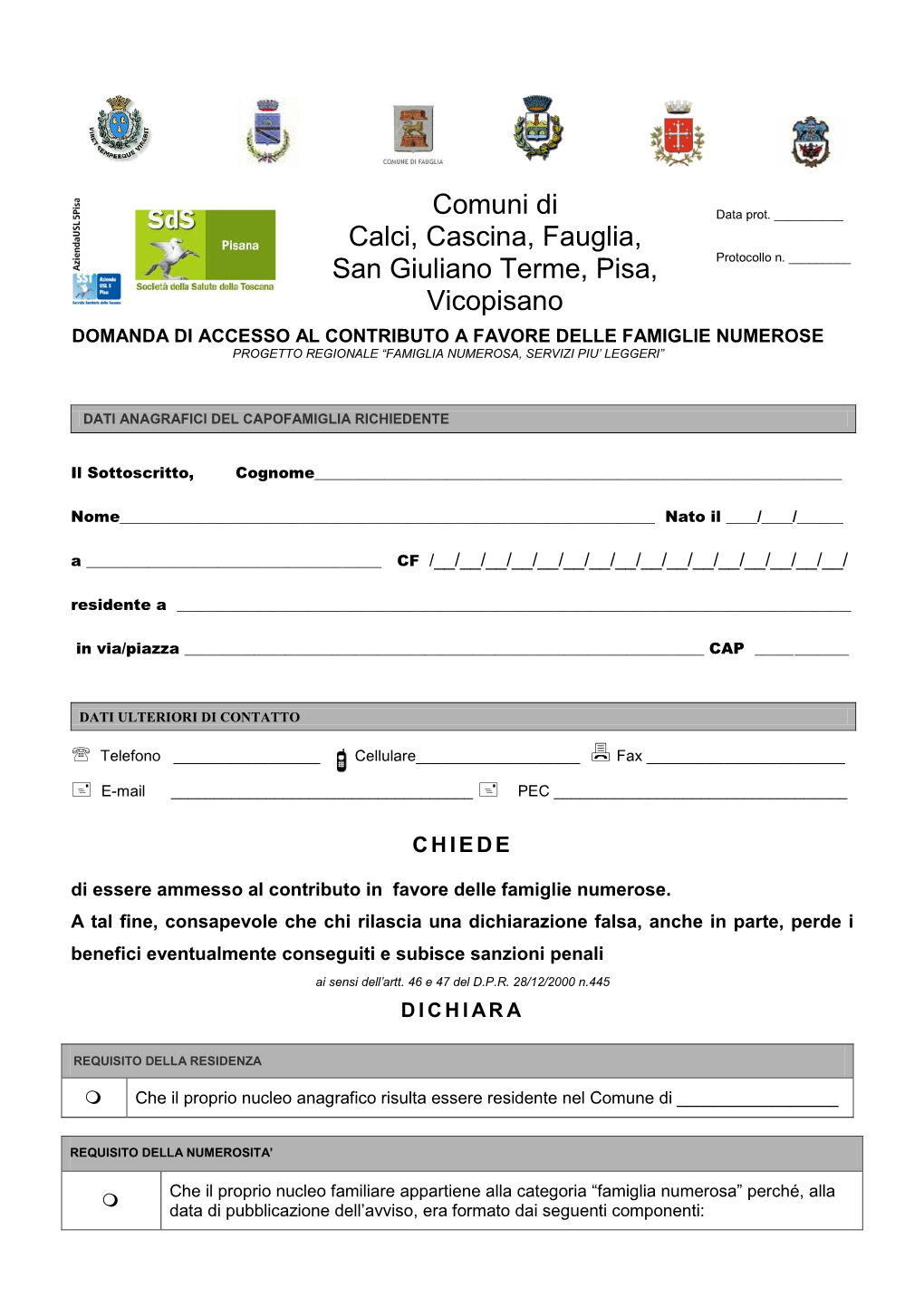 Comuni Di Calci, Cascina, Fauglia, San Giuliano Terme, Pisa