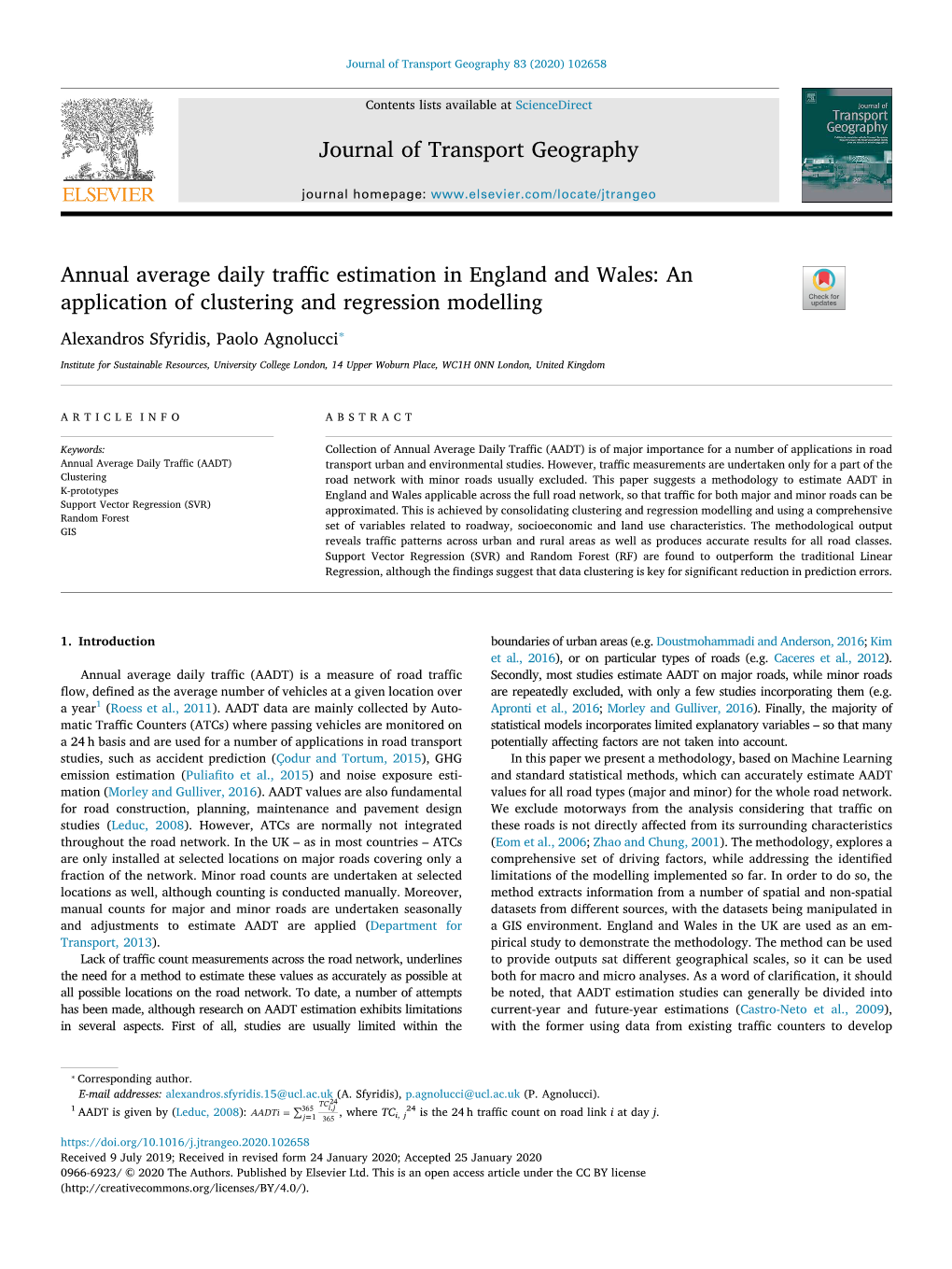 Annual Average Daily Traffic Estimation in England and Wales An