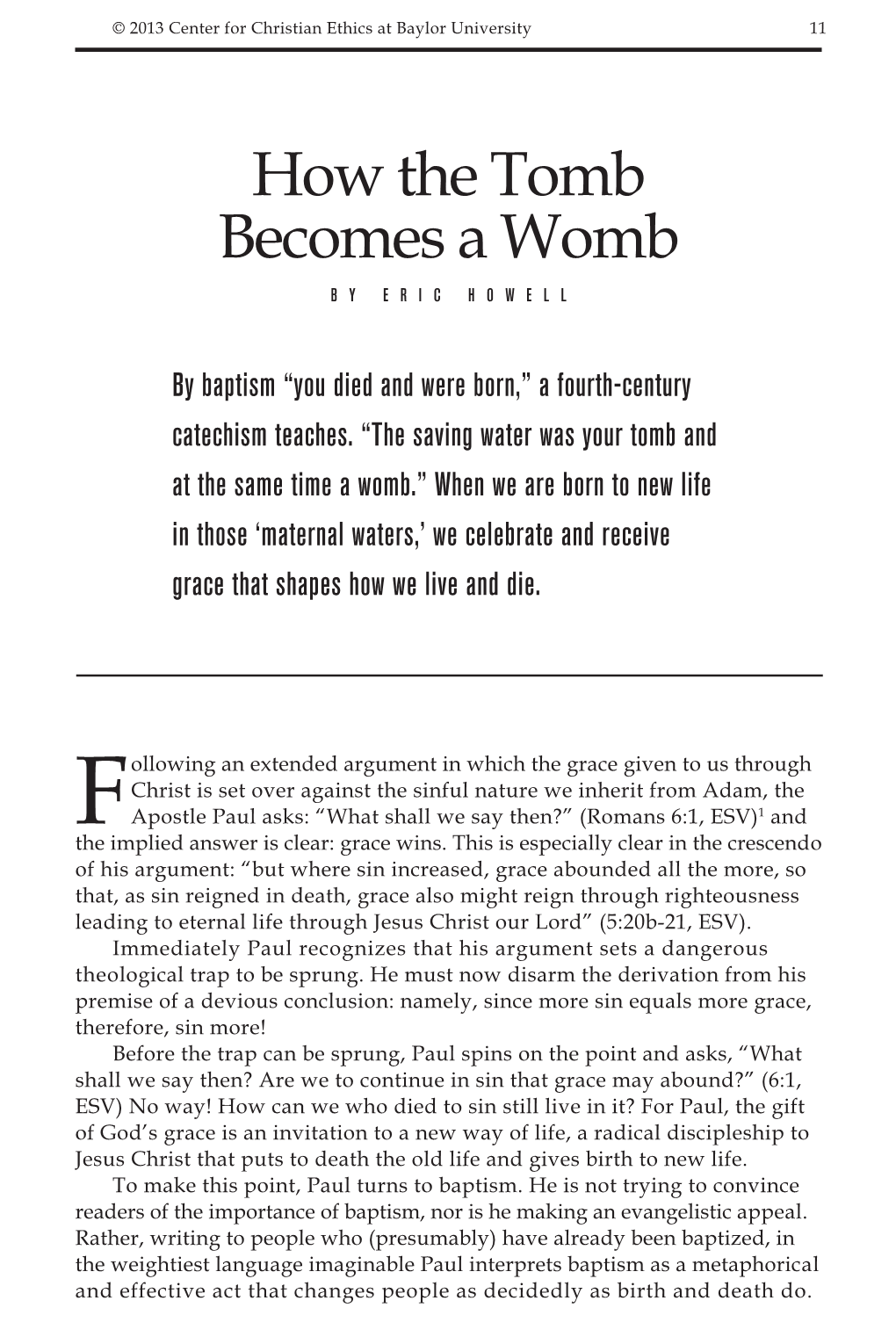 How the Tomb Becomes a Womb by Eric Howell