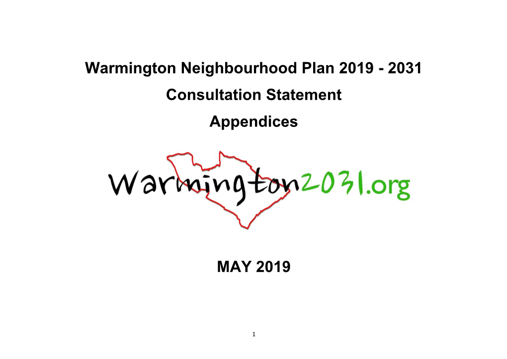 Warmington Neighbourhood Plan 2019 - 2031 Consultation Statement Appendices