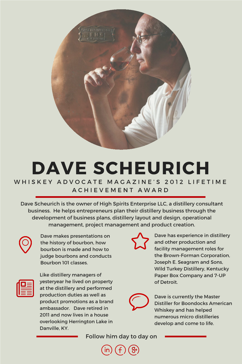 Dave Scheurich W H I S K E Y a D V O C a T E M a G a Z I N E ’ S 2 0 1 2 L I F E T I M E a C H I E V E M E N T a W a R D