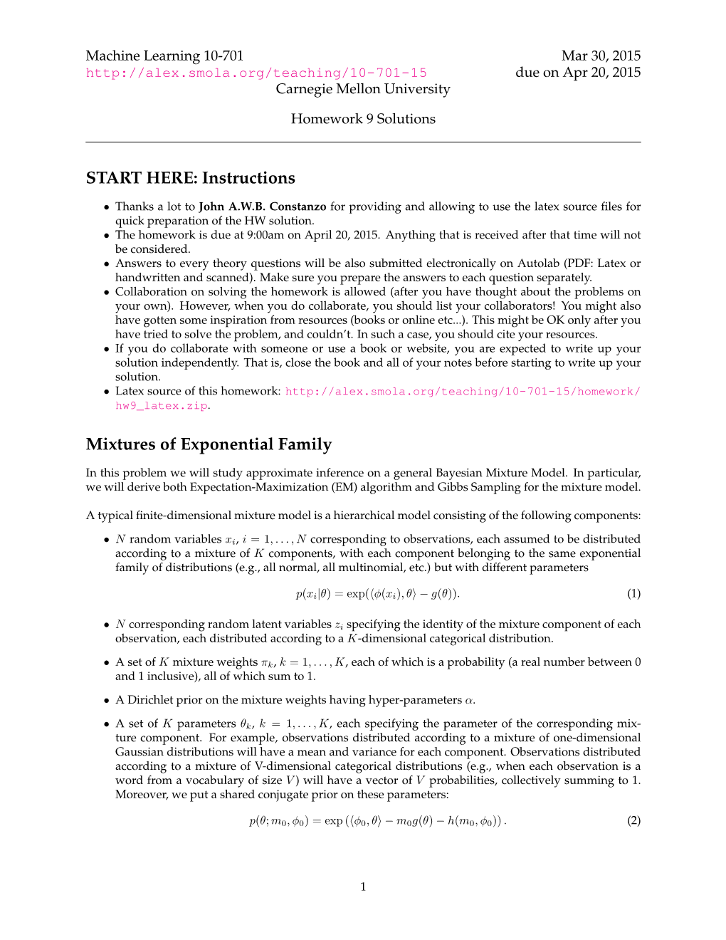 START HERE: Instructions Mixtures of Exponential Family