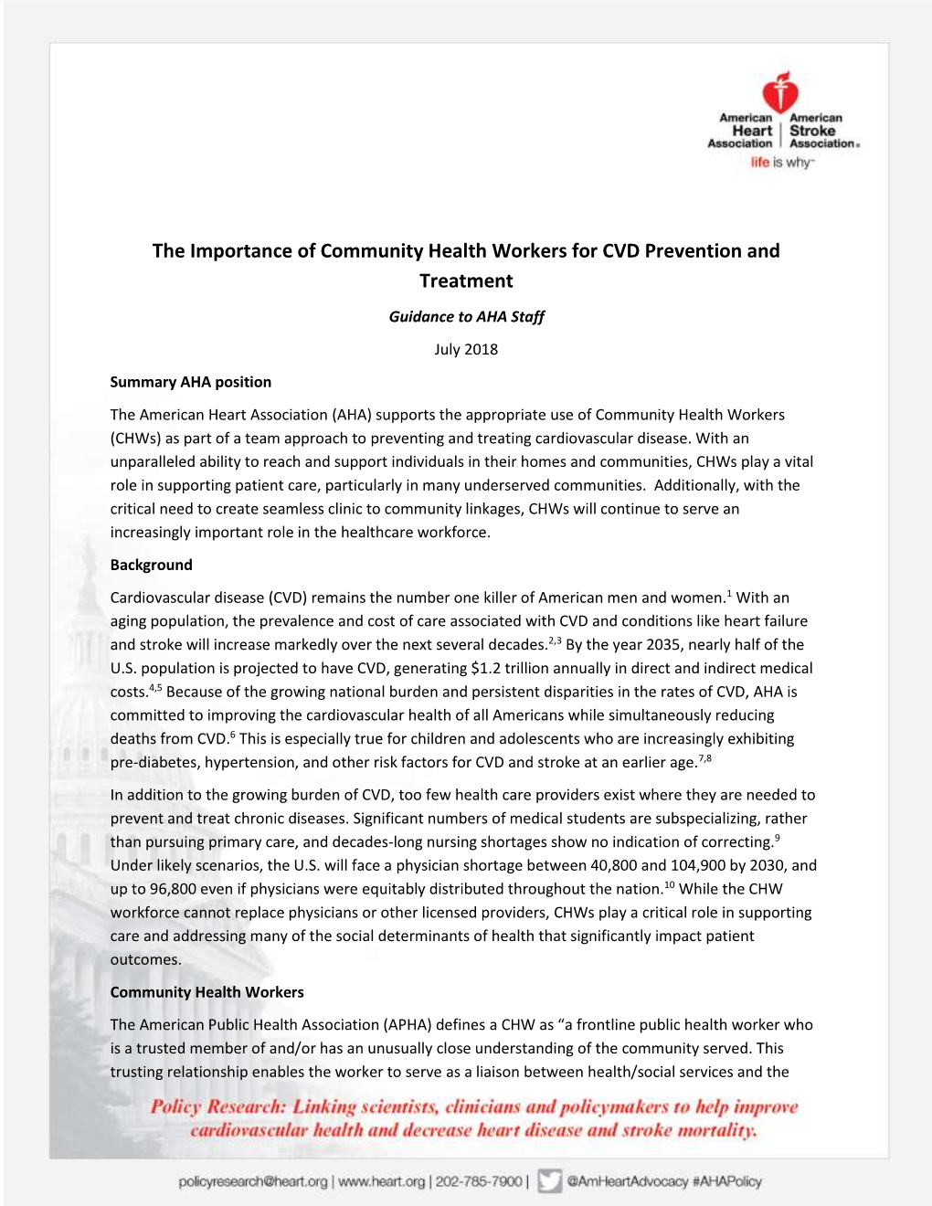 The Importance of Community Health Workers for CVD Prevention And