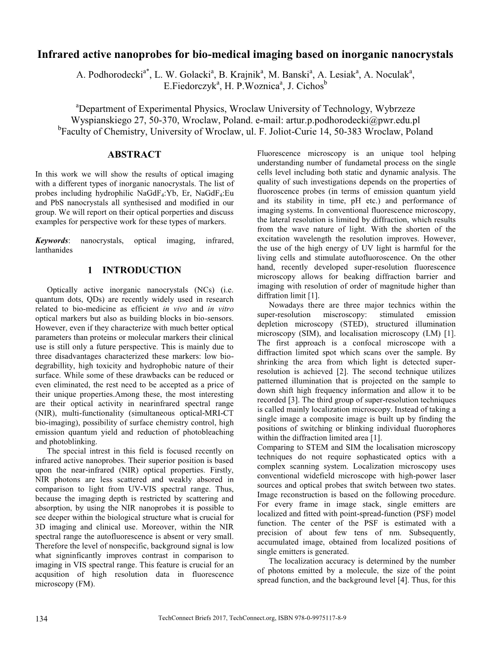 Infrared Active Nanoprobes for Bio-Medical Imaging Based on Inorganic Nanocrystals A