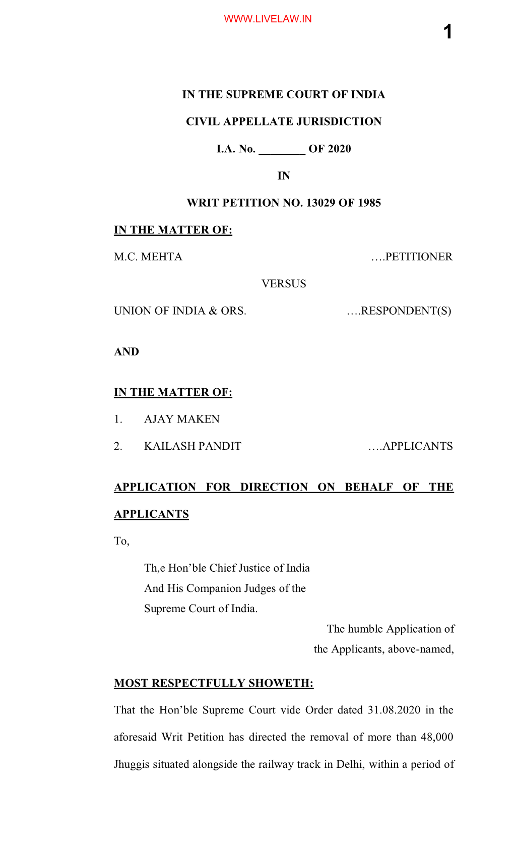 In the Supreme Court of India Civil Appellate Jurisdiction