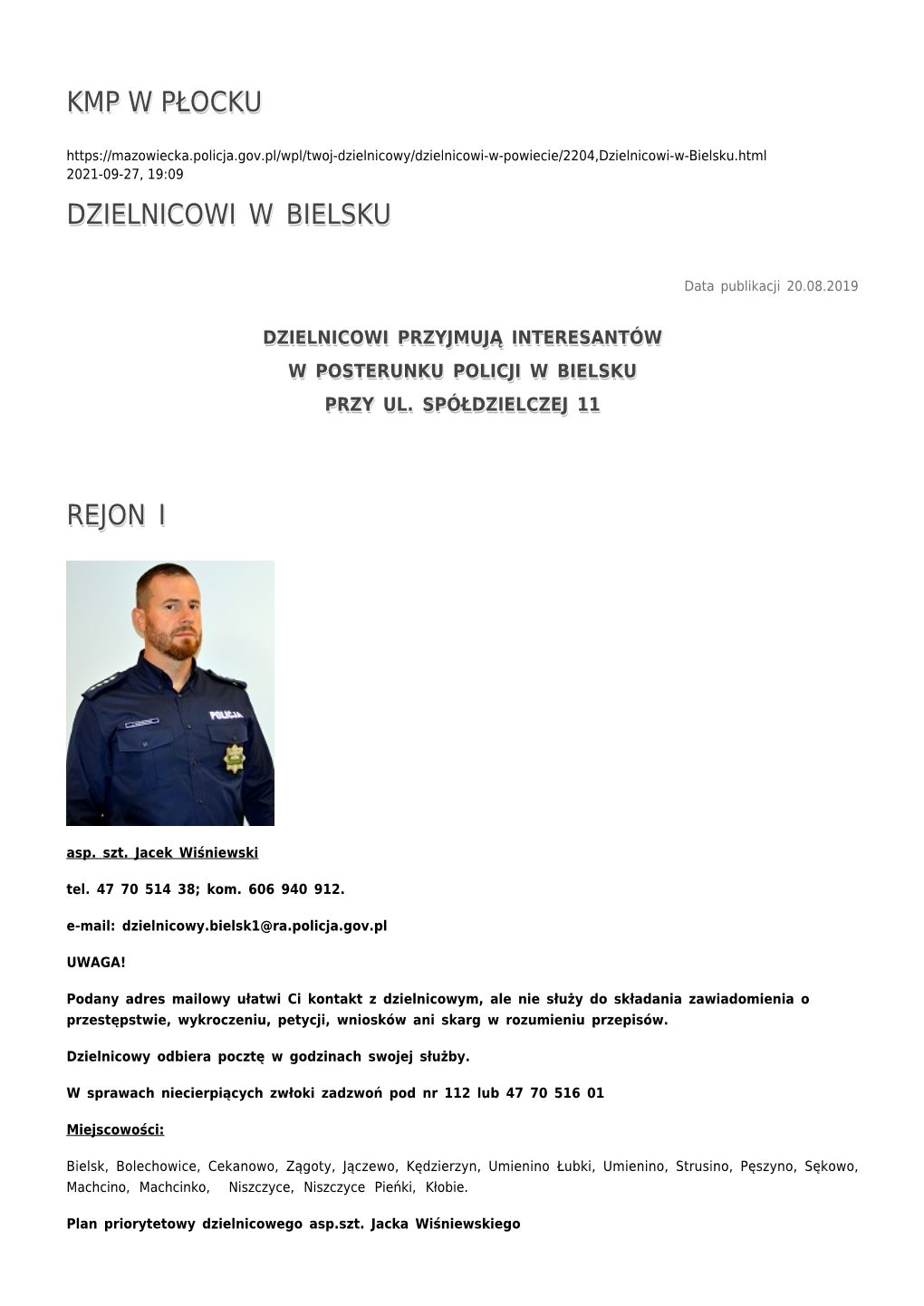 Kmp W Płocku 2021-09-27, 19:09 Dzielnicowi W Bielsku