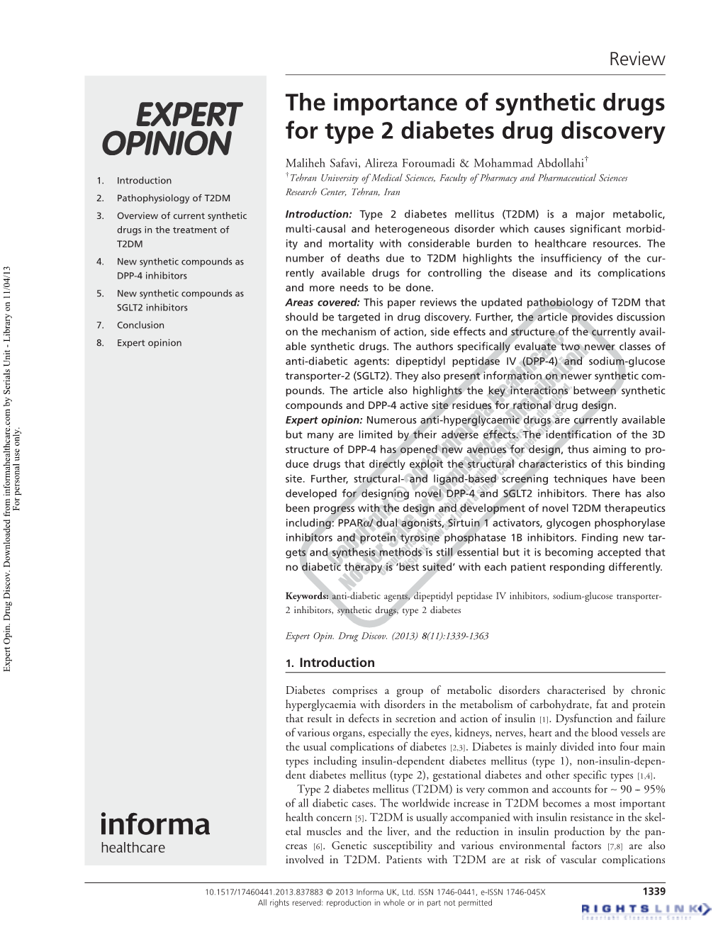 The Importance of Synthetic Drugs for Type 2 Diabetes Drug Discovery