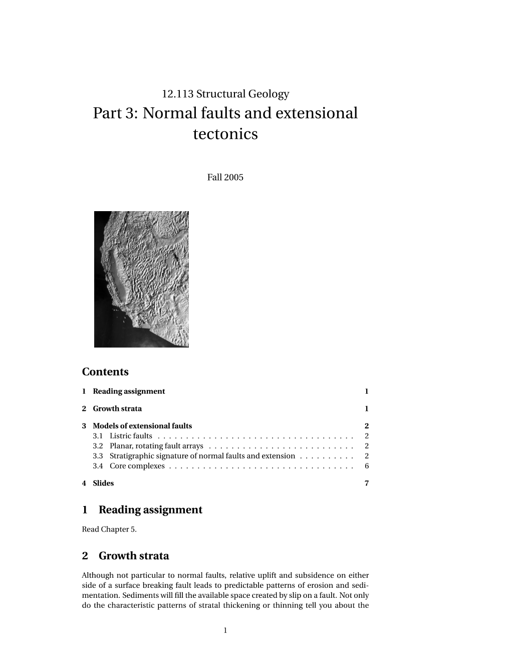 Part 3: Normal Faults and Extensional Tectonics