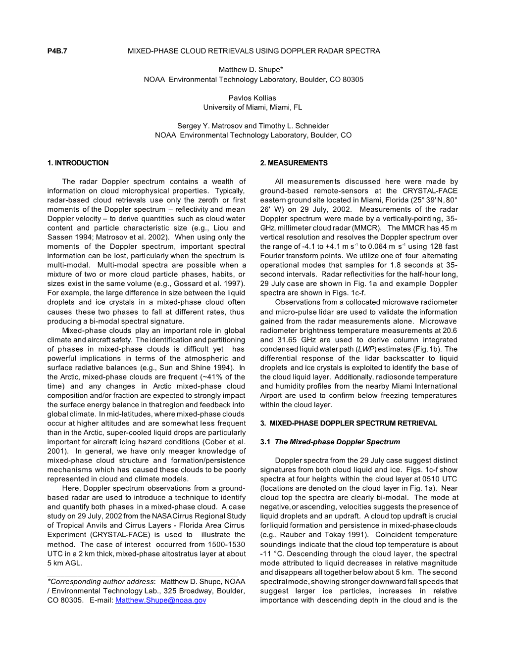 P4b.7 Mixed-Phase Cloud Retrievals Using Doppler Radar Spectra