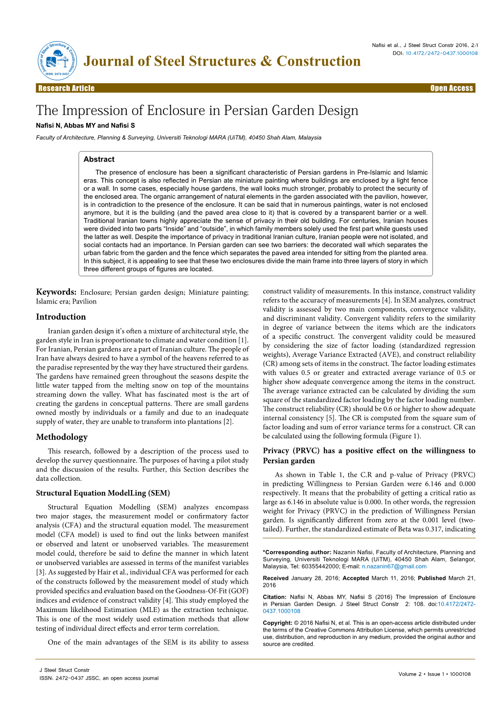 The Impression of Enclosure in Persian Garden Design