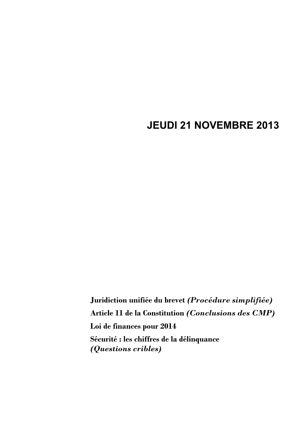 Jeudi 21 Novembre 2013