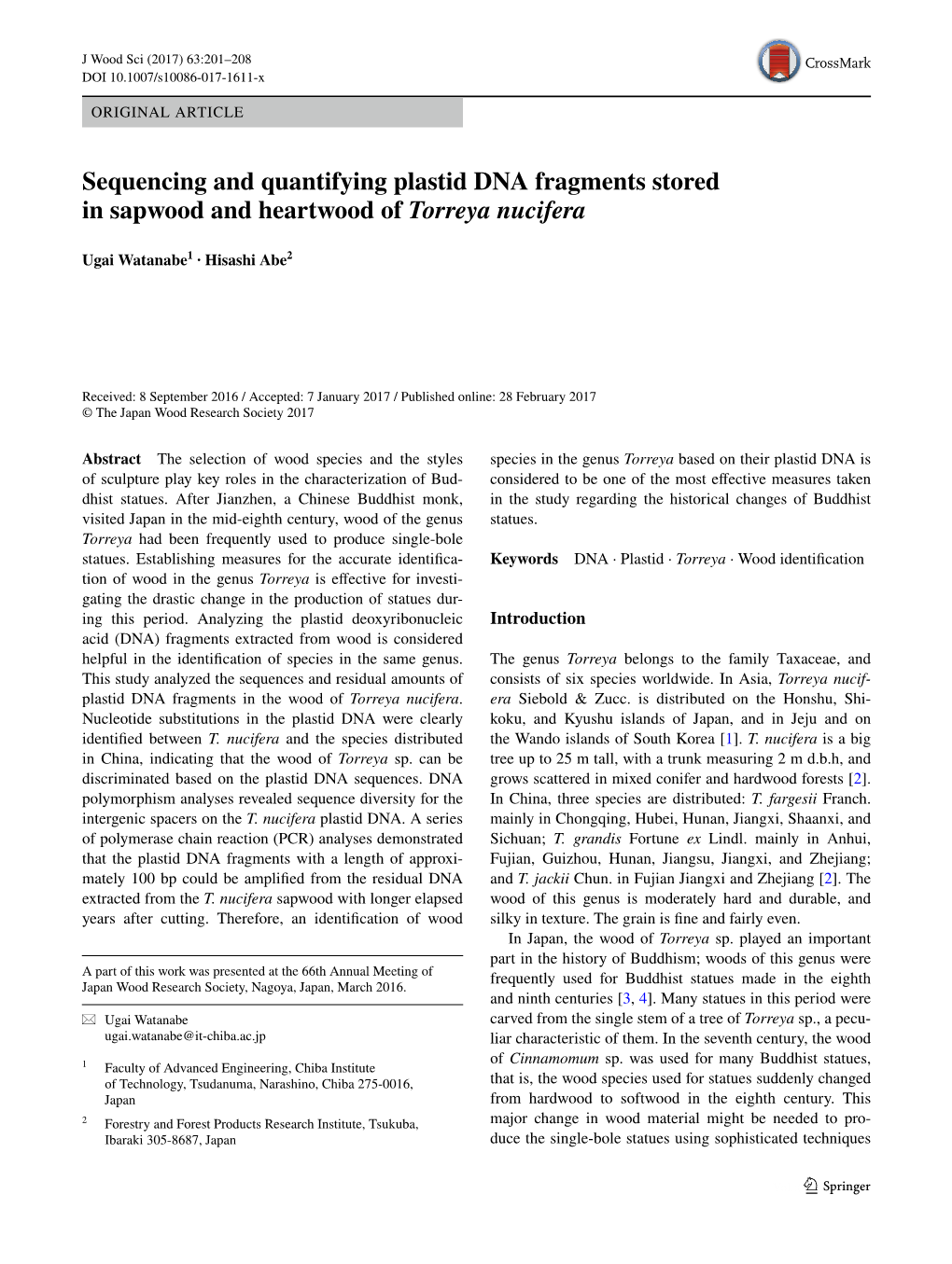 Sequencing and Quantifying Plastid DNA Fragments Stored in Sapwood and Heartwood of Torreya Nucifera