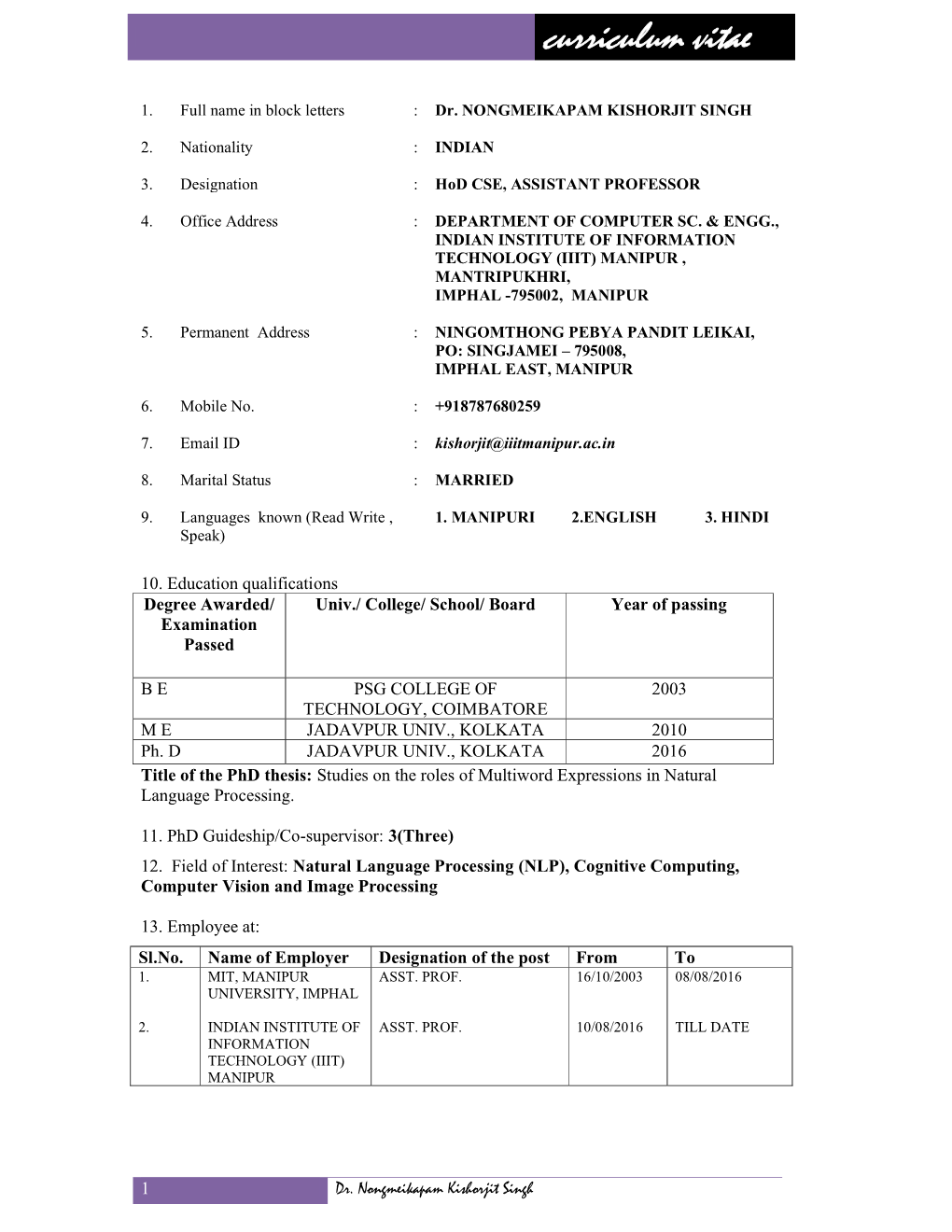 Curriculum Vitae