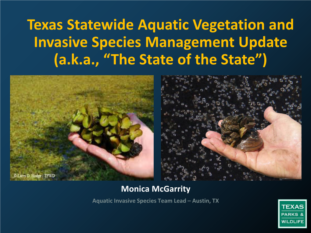 Coordination of Statewide Aquatic Vegetation and Invasive Species