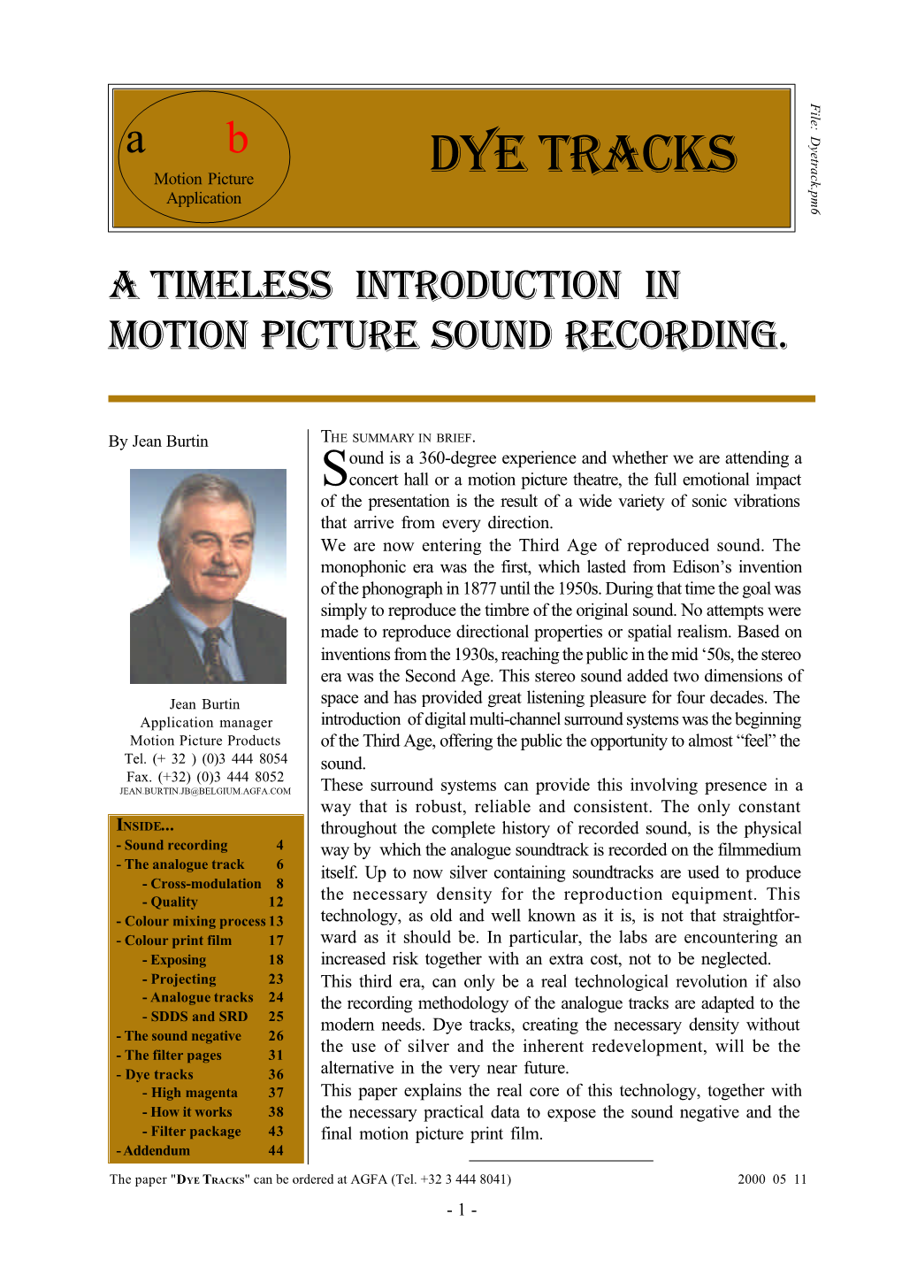 A Timeless Introduction in MOTION PICTURE SOUND RECORDING