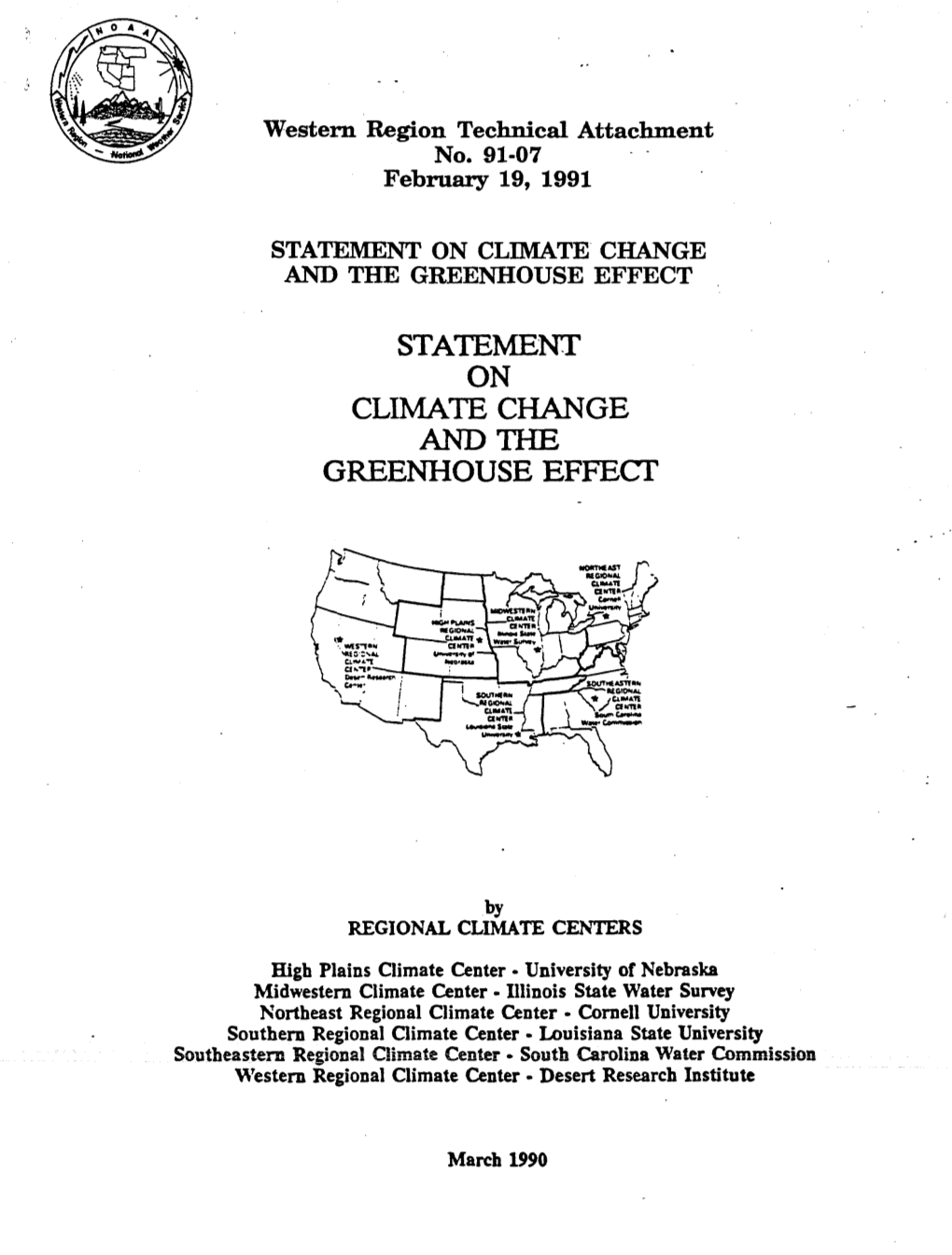 Statement Climate Change Greenhouse Effect