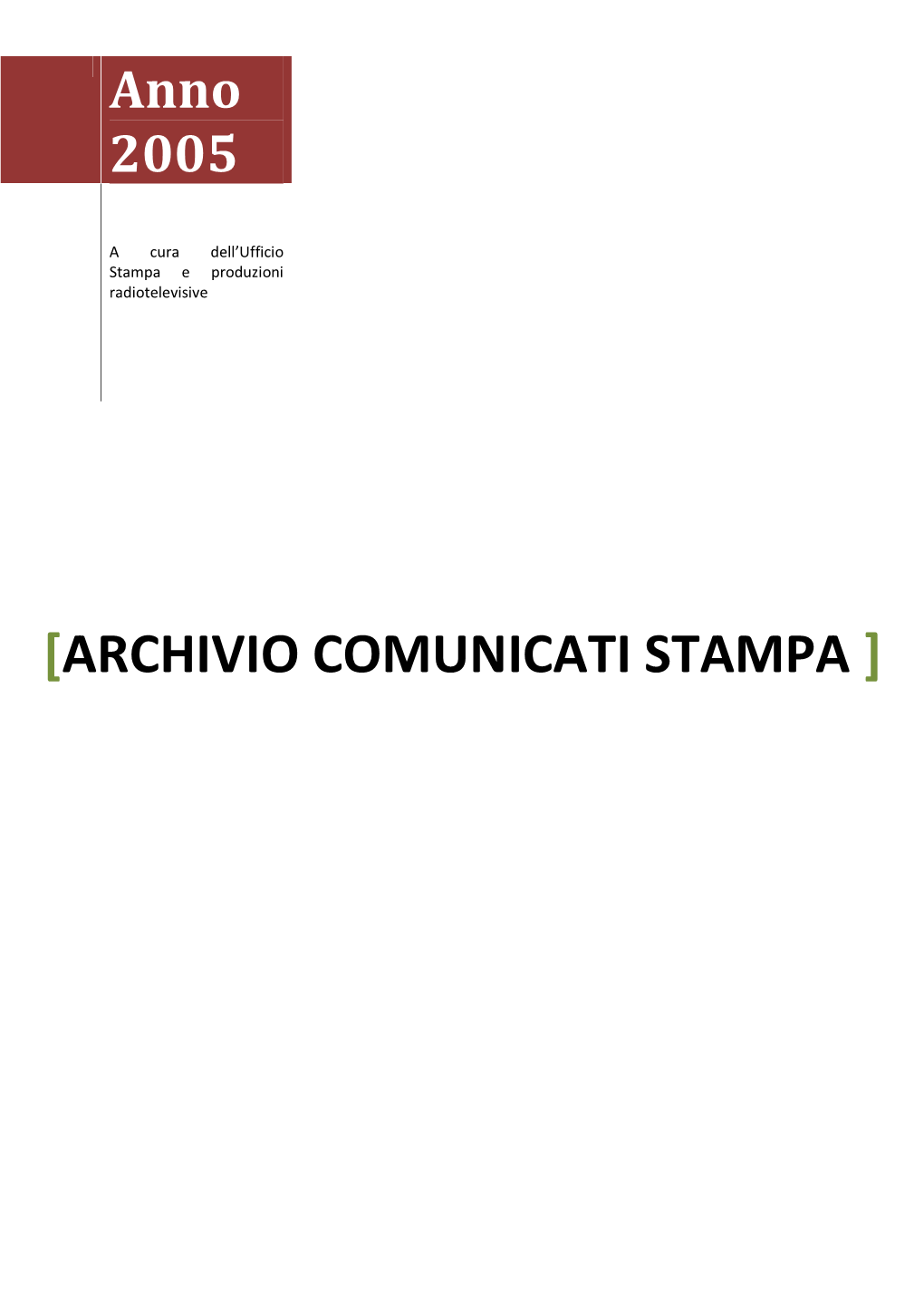 Comunicati Stampa 2005