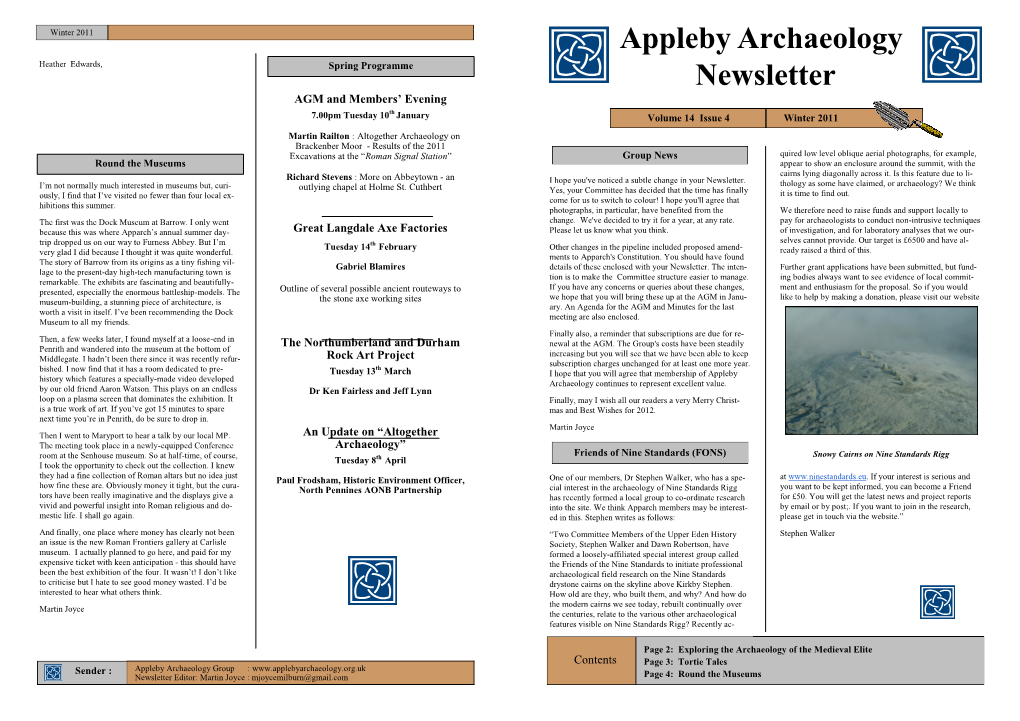 Newsletter Appleby Archaeology