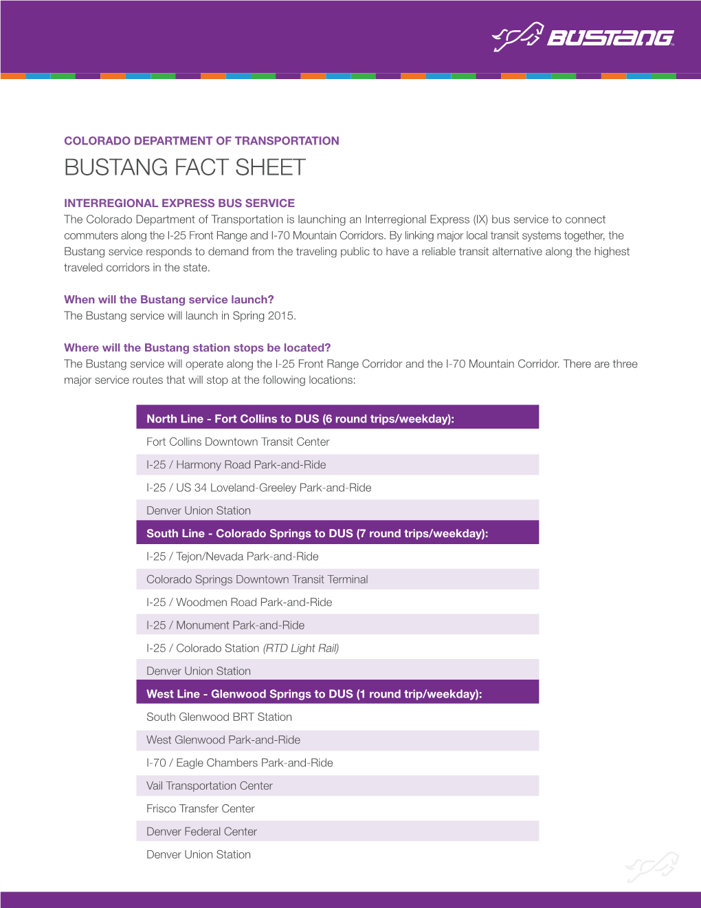 Bustang Fact Sheet