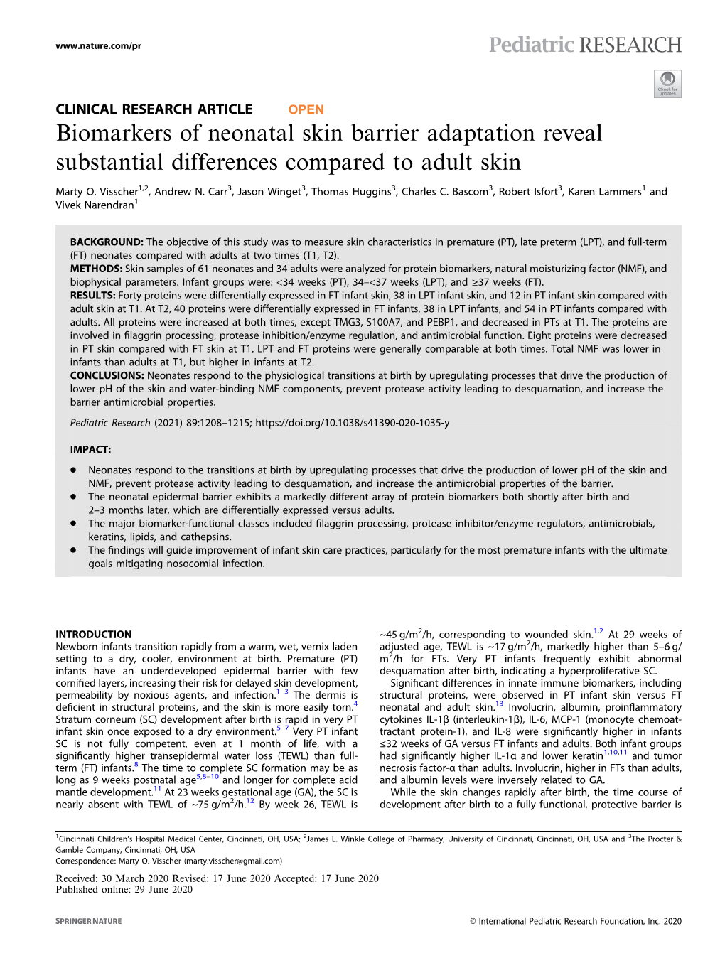 Biomarkers of Neonatal Skin Barrier Adaptation Reveal Substantial Differences Compared to Adult Skin