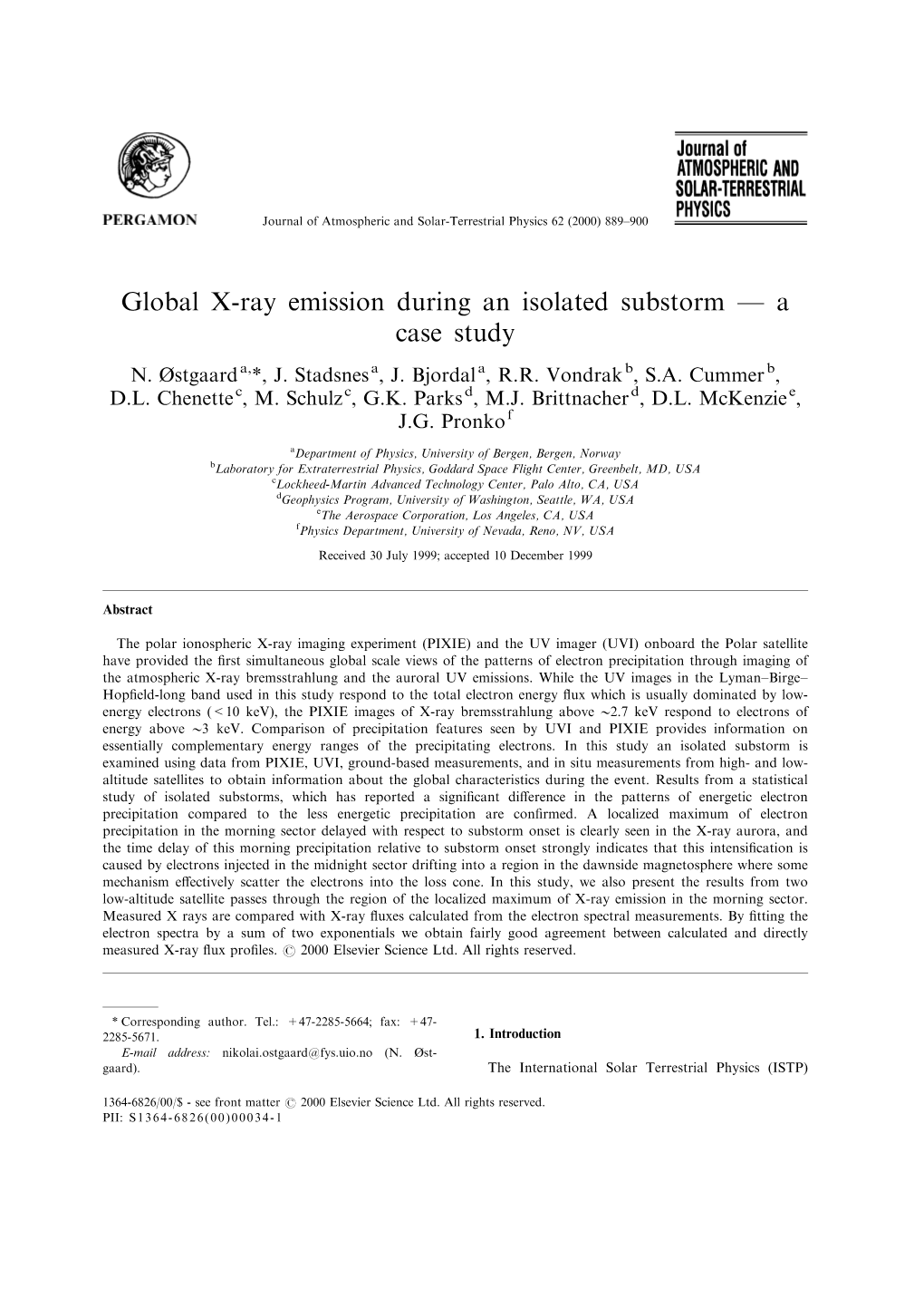 Global X-Ray Emission During an Isolated Substorm Р a Case Study