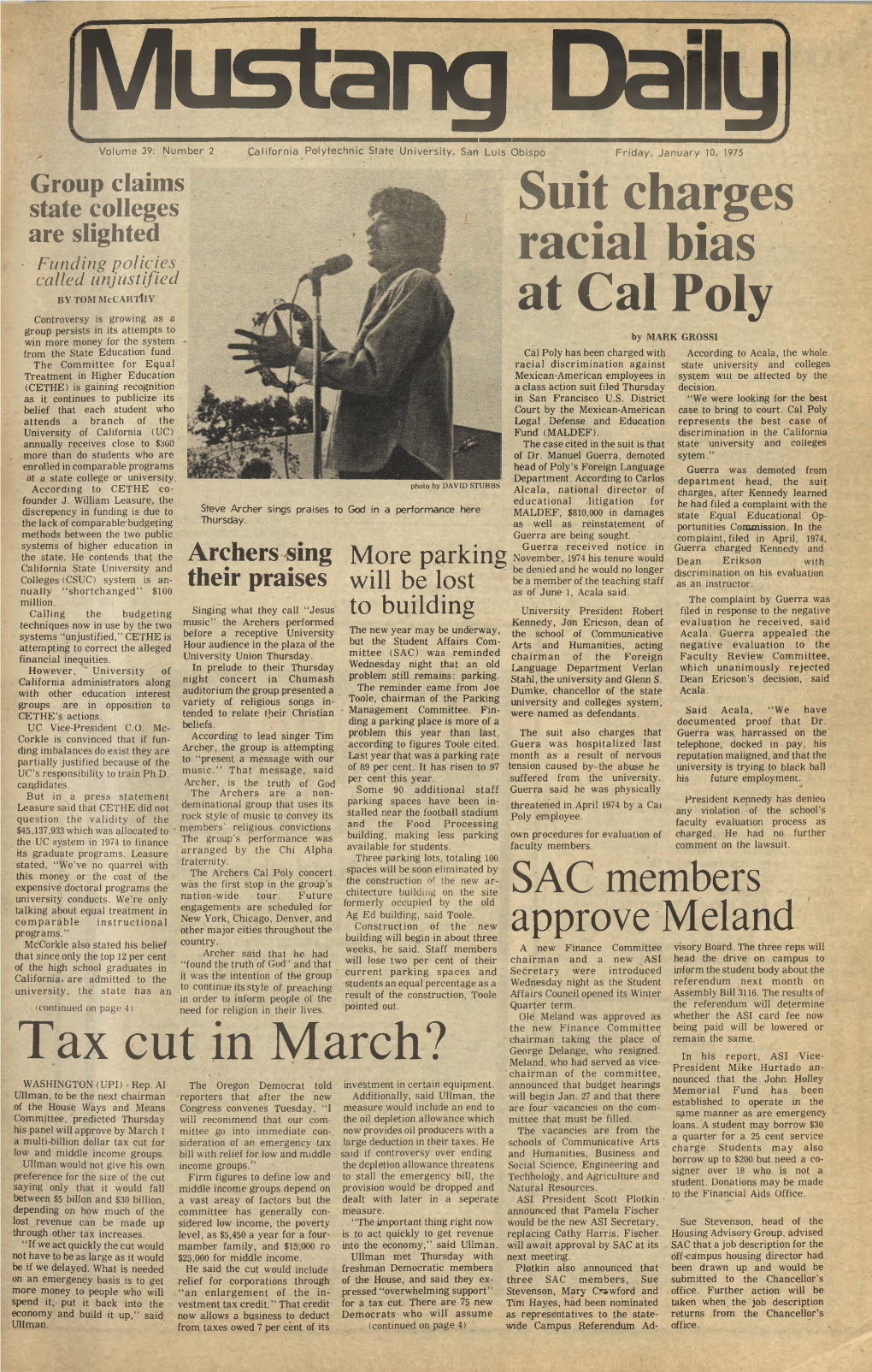 Mustang Daily, January 10, 1975