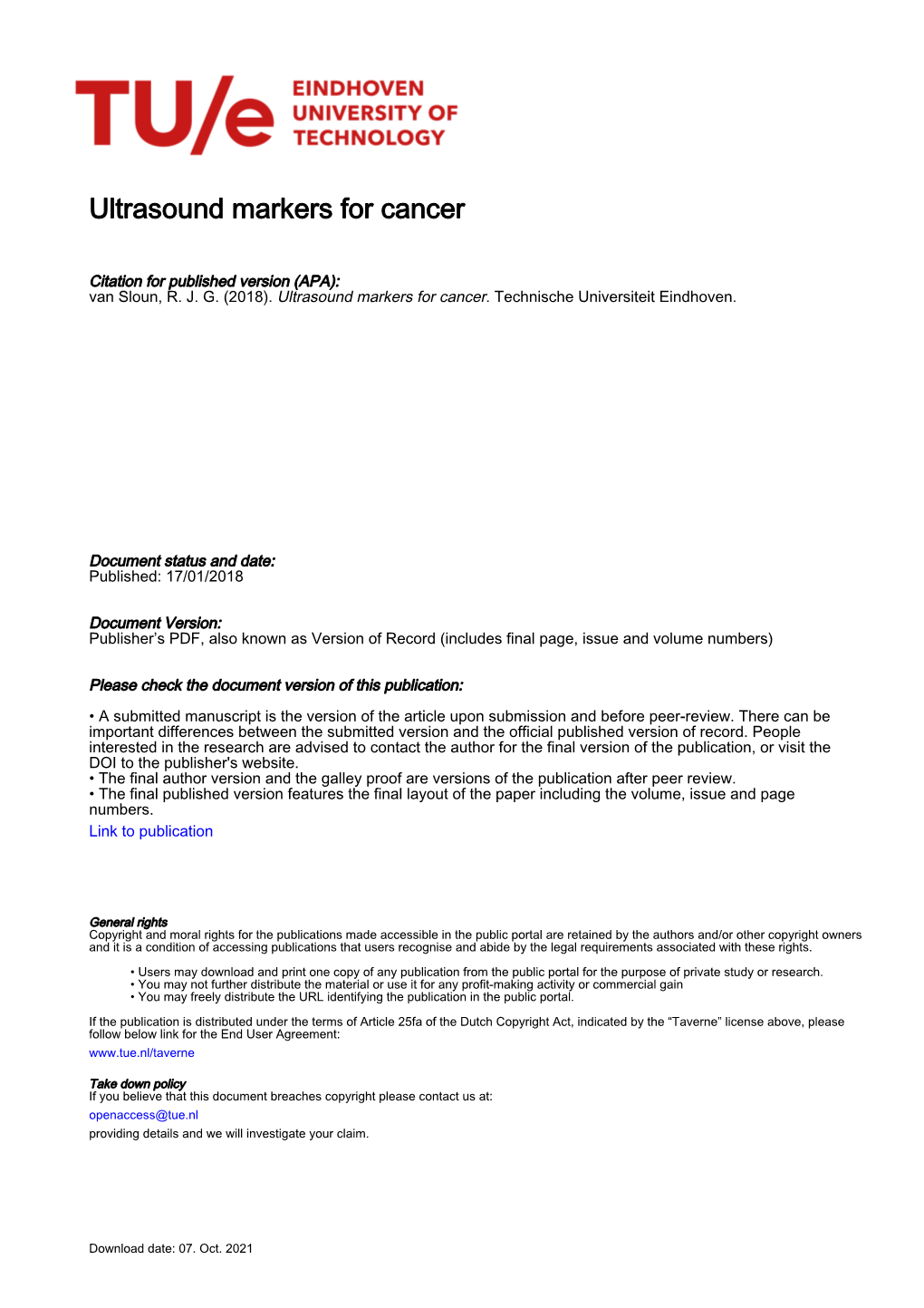 Ultrasound Markers for Cancer