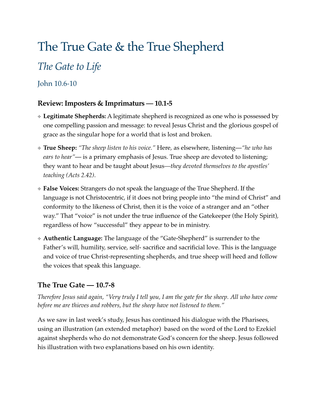 The Gate of Life John 10.6-10