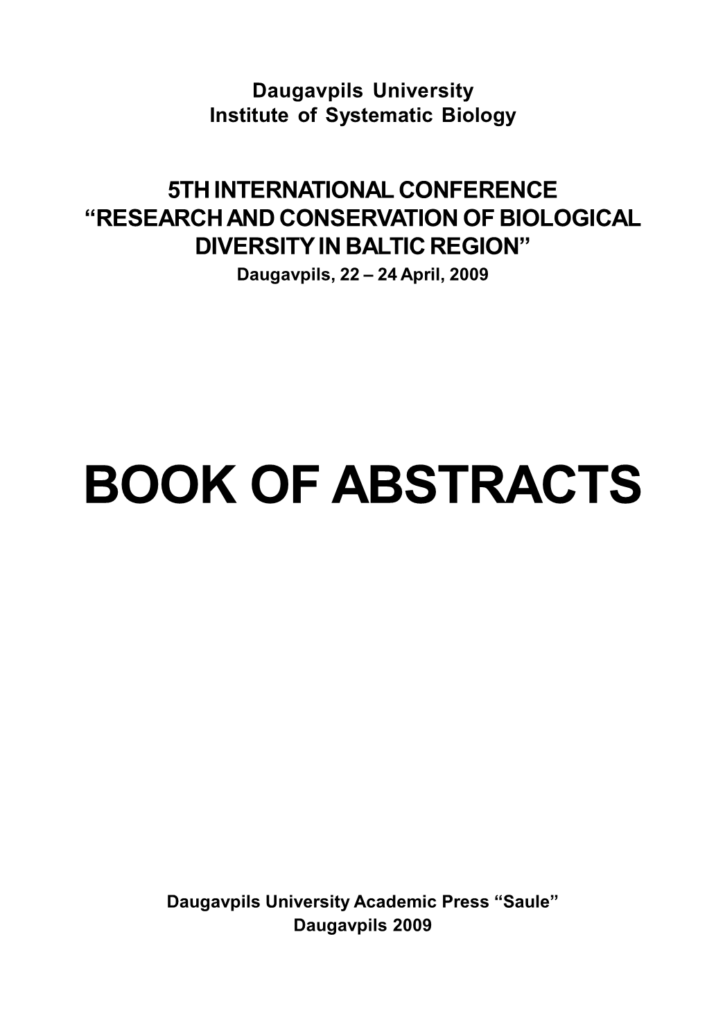 Book of Abstracts