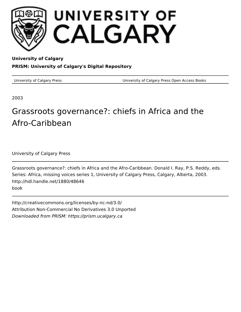 Grassroots Governance?: Chiefs in Africa and the Afro-Caribbean