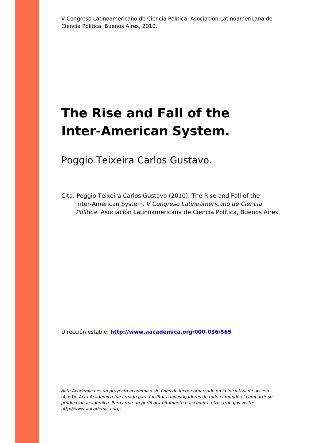The Rise and Fall of the Inter-American System
