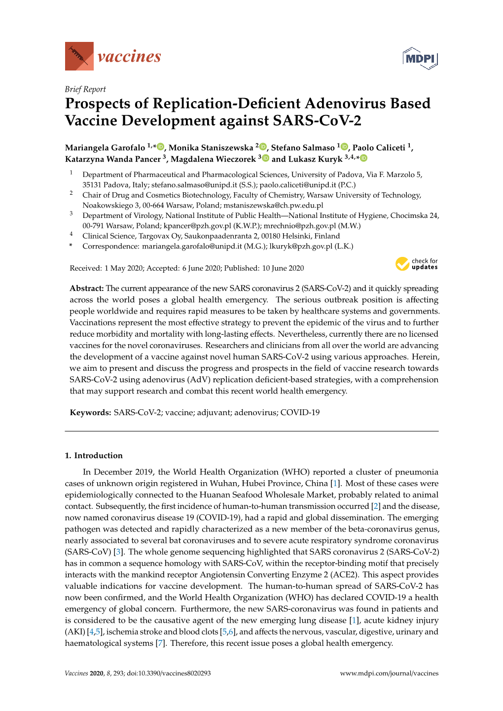 Prospects of Replication-Deficient Adenovirus Based Vaccine Development Against SARS-Cov-2