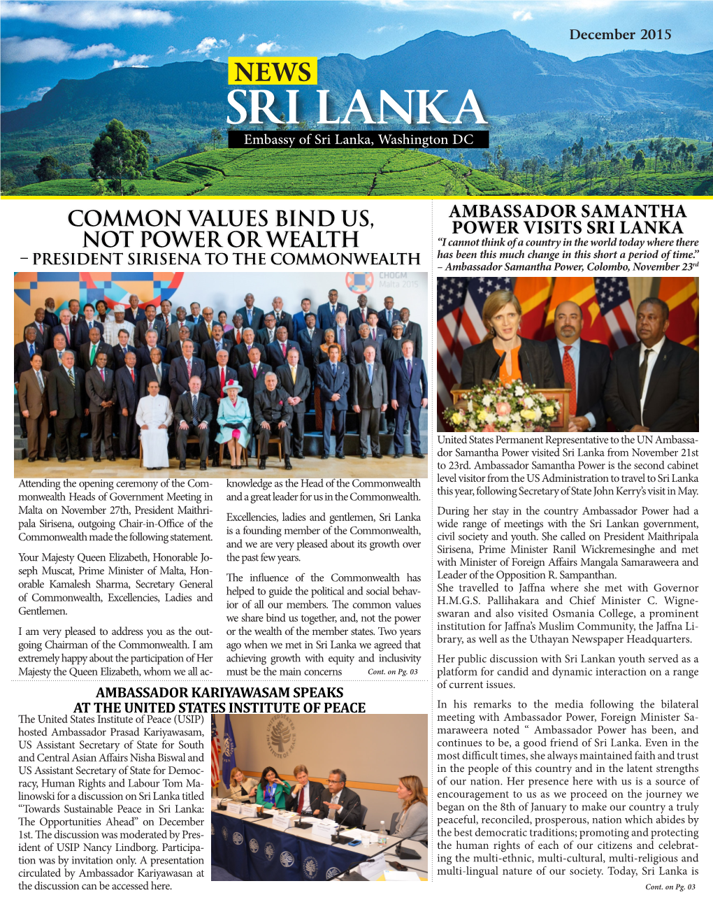 NEWS SRI LANKA Embassy of Sri Lanka, Washington DC