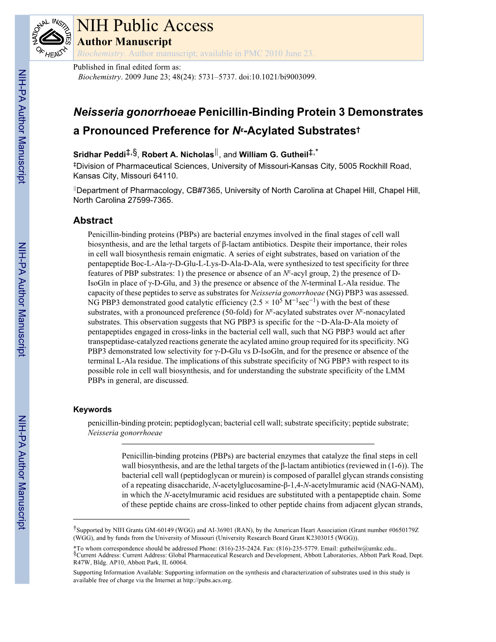 NIH Public Access Author Manuscript Biochemistry