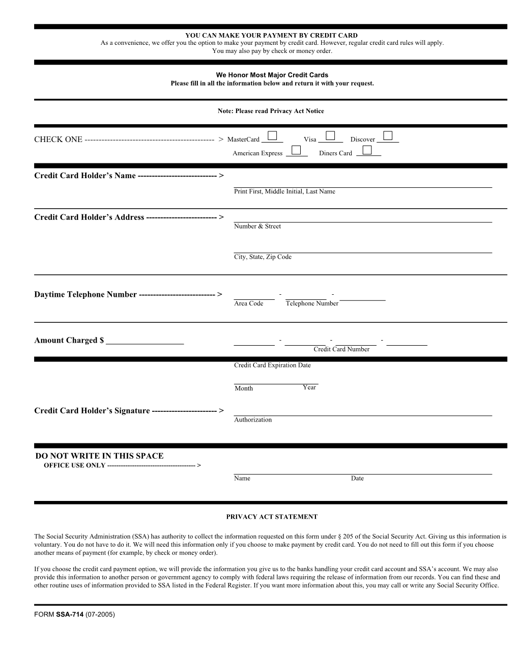 Form Ssa-714 (07-2005)