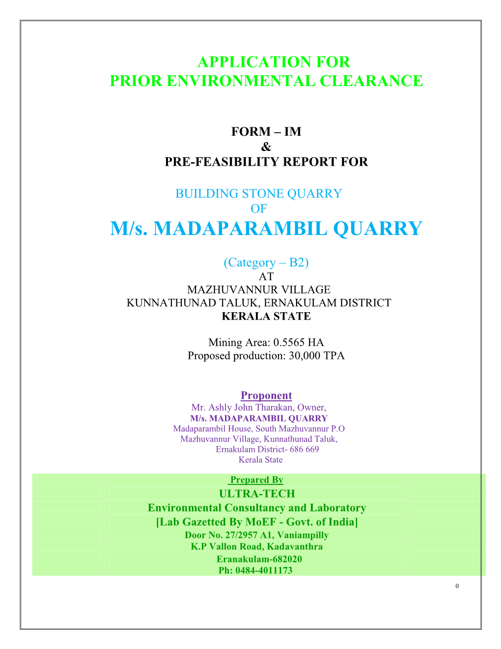 M/S. MADAPARAMBIL QUARRY