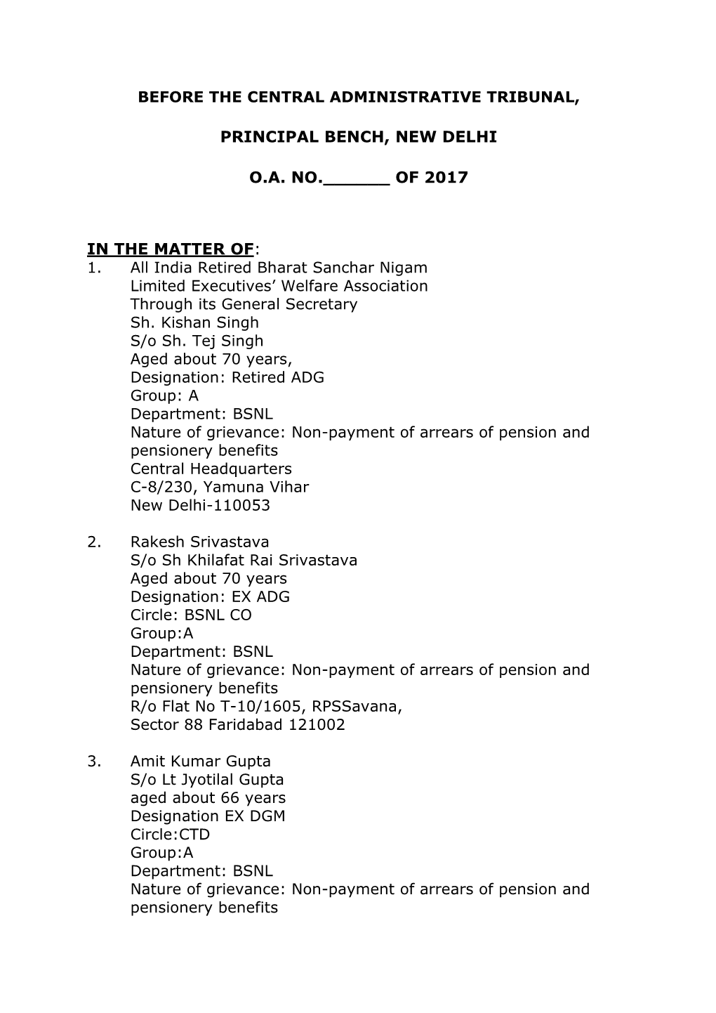 List of Applicant OA 2260