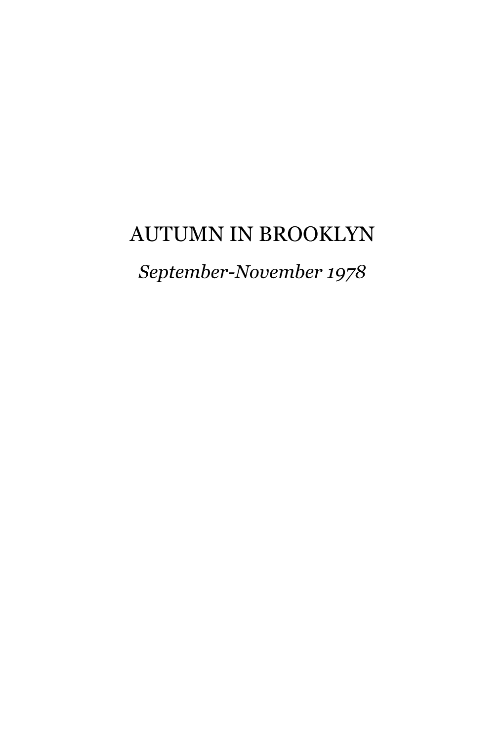 Autumn in Brooklyn