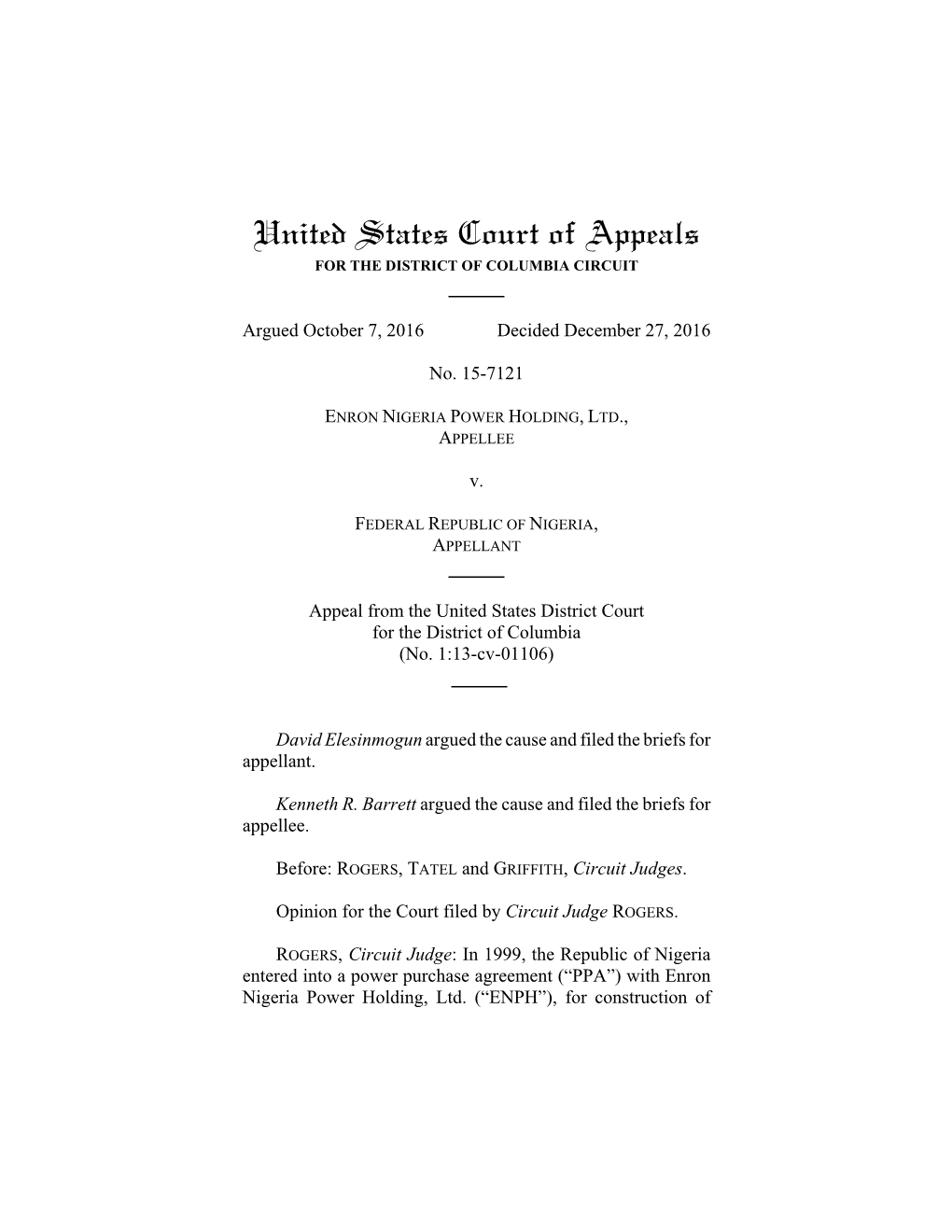 United States Court of Appeals for the DISTRICT of COLUMBIA CIRCUIT