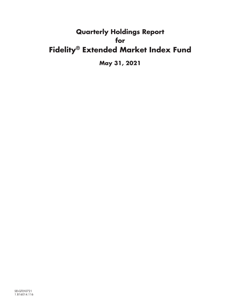Fidelity® Extended Market Index Fund