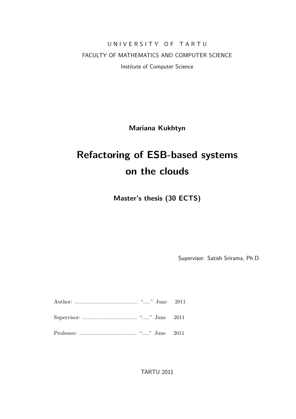 Refactoring of ESB-Based Systems on the Clouds