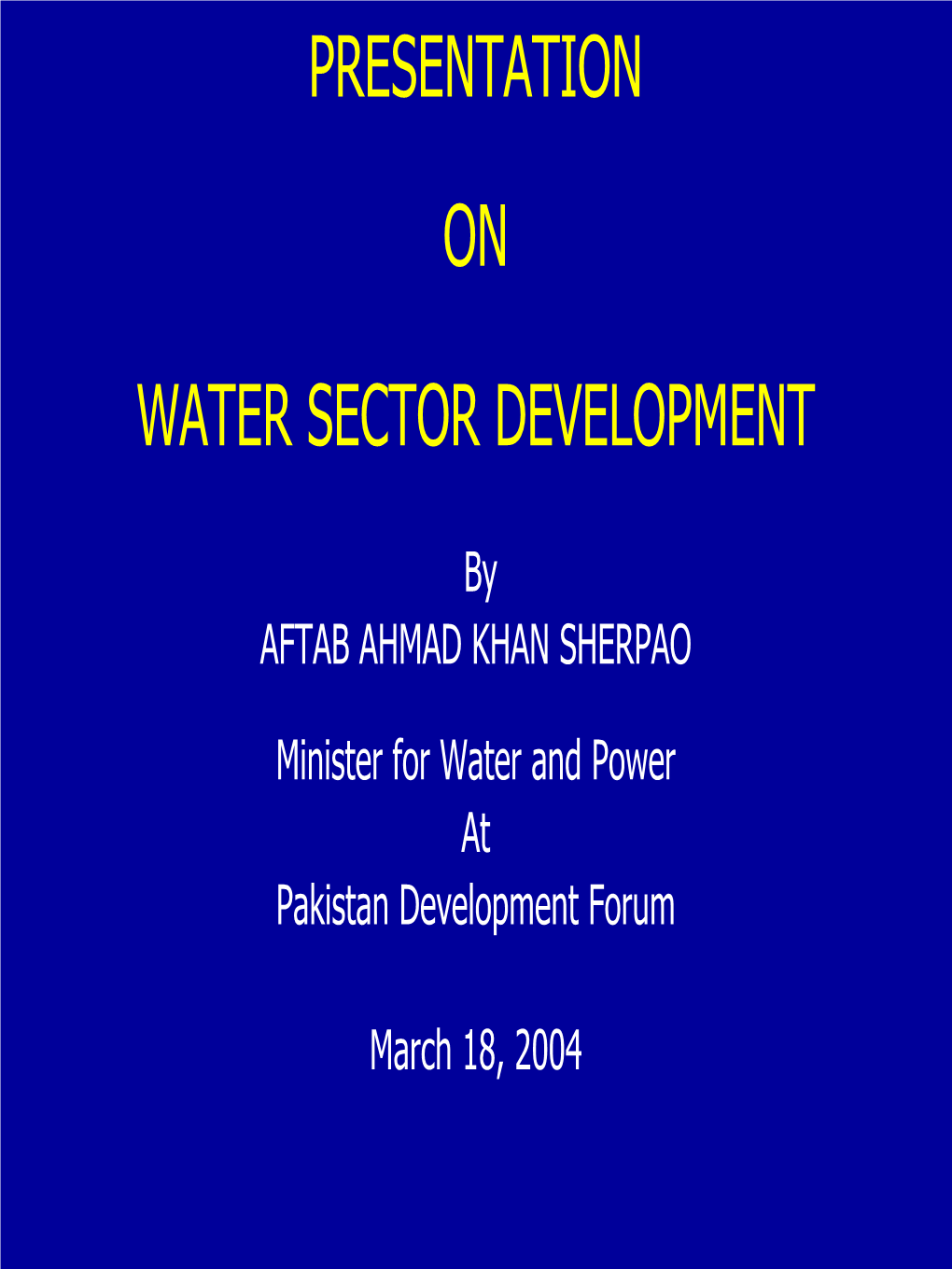 Presentation on Water Sector Development