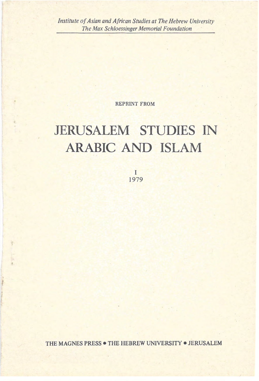 Jerusalem Studies in Arabic and Islam