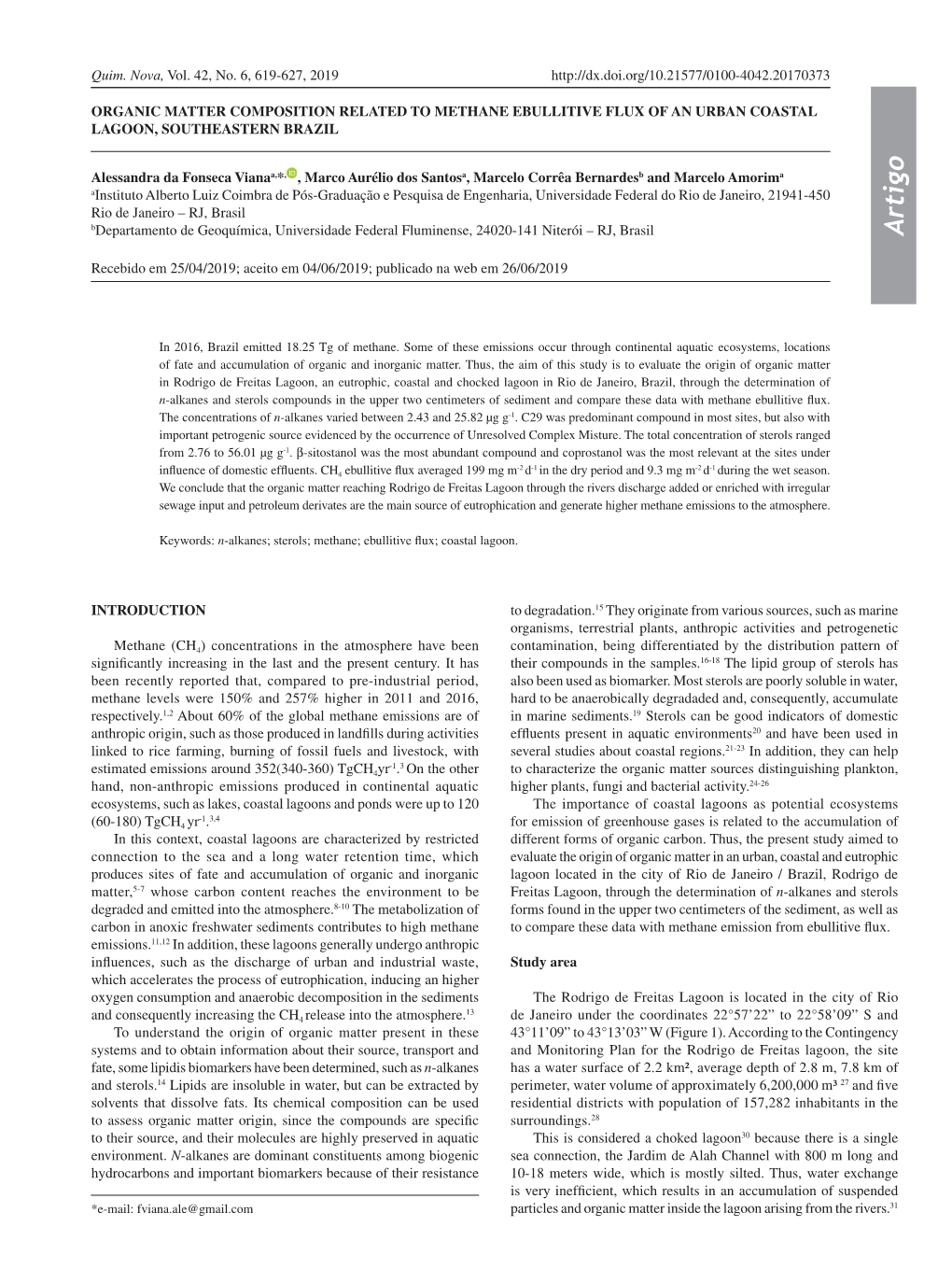 Organic Matter Composition Related to Methane Ebullitive Flux of an Urban Coastal Lagoon, Southeastern Brazil