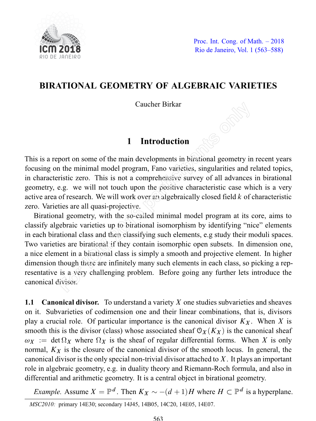 Birational Geometry of Algebraic Varieties