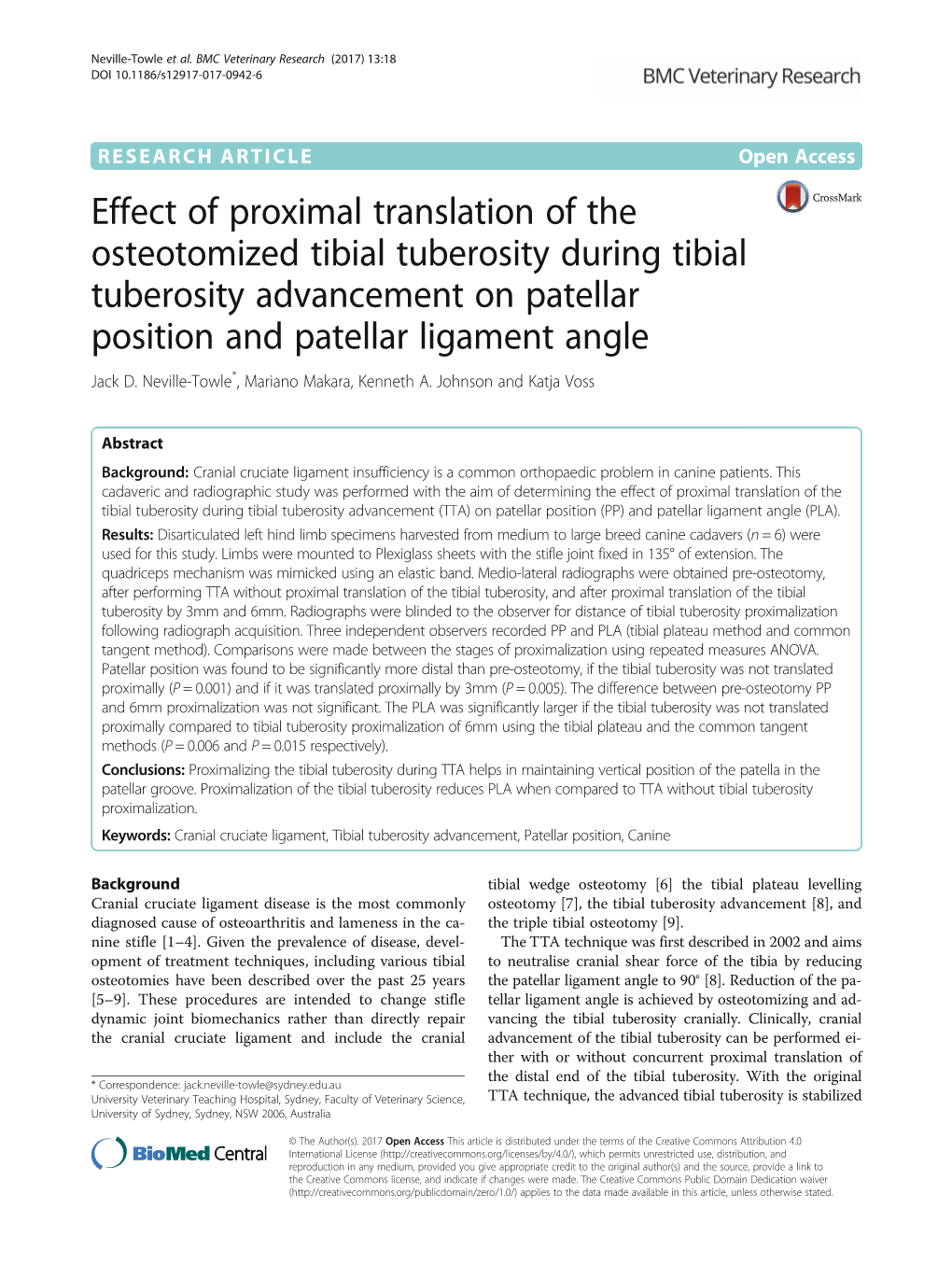 Effect of Proximal Translation of the Osteotomized Tibial Tuberosity During Tibial Tuberosity Advancement on Patellar Position and Patellar Ligament Angle Jack D